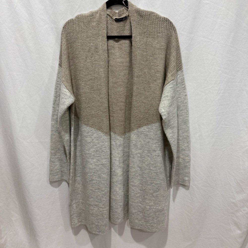 Black Tape Colorblock Knit Cardigan Longline Soft Neutral Layering‎ Sweater XL